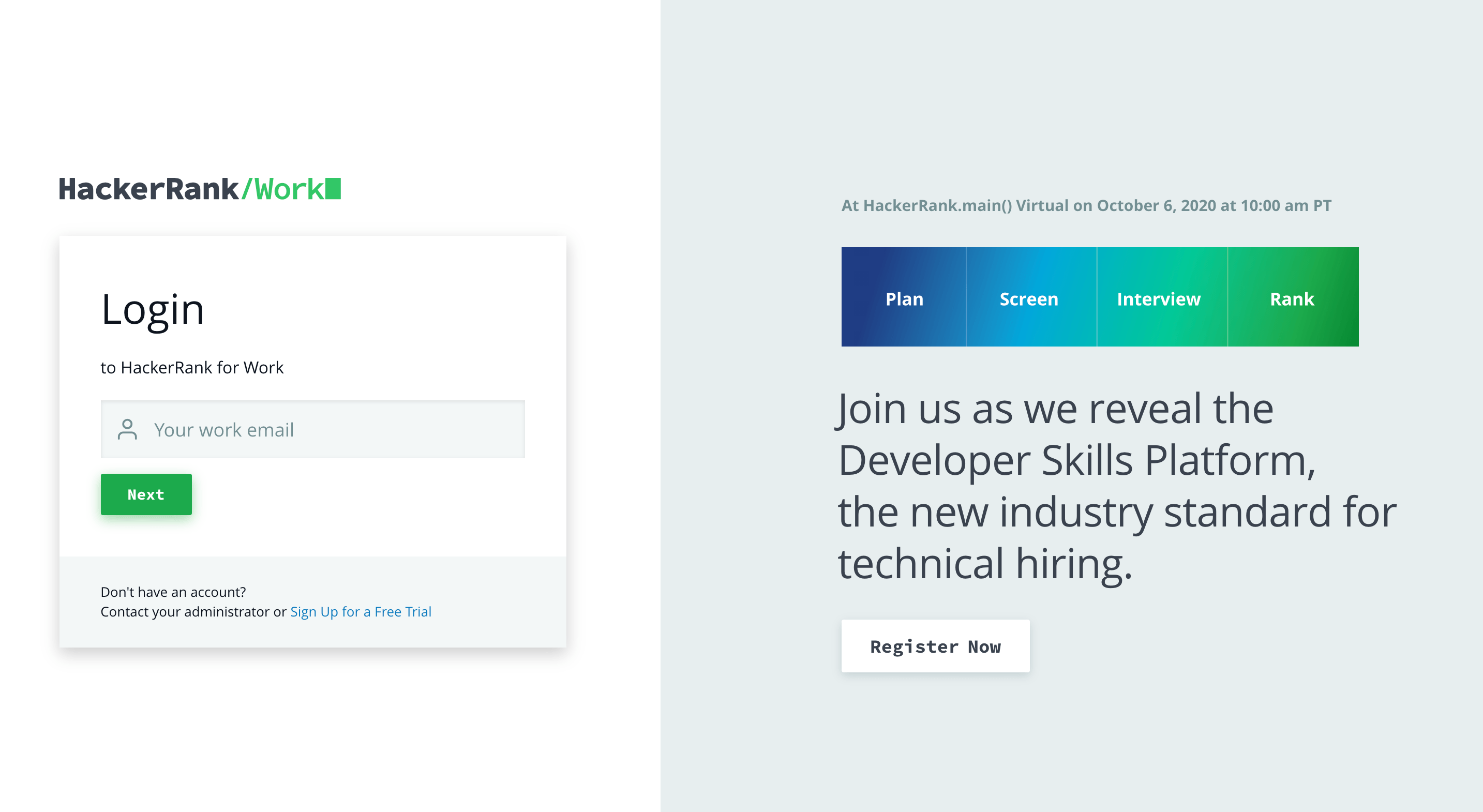 HackerRank login to set up calendar integration