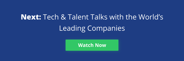 Banner reading "Tech & Talent Talks with the World's Leading Companies"
