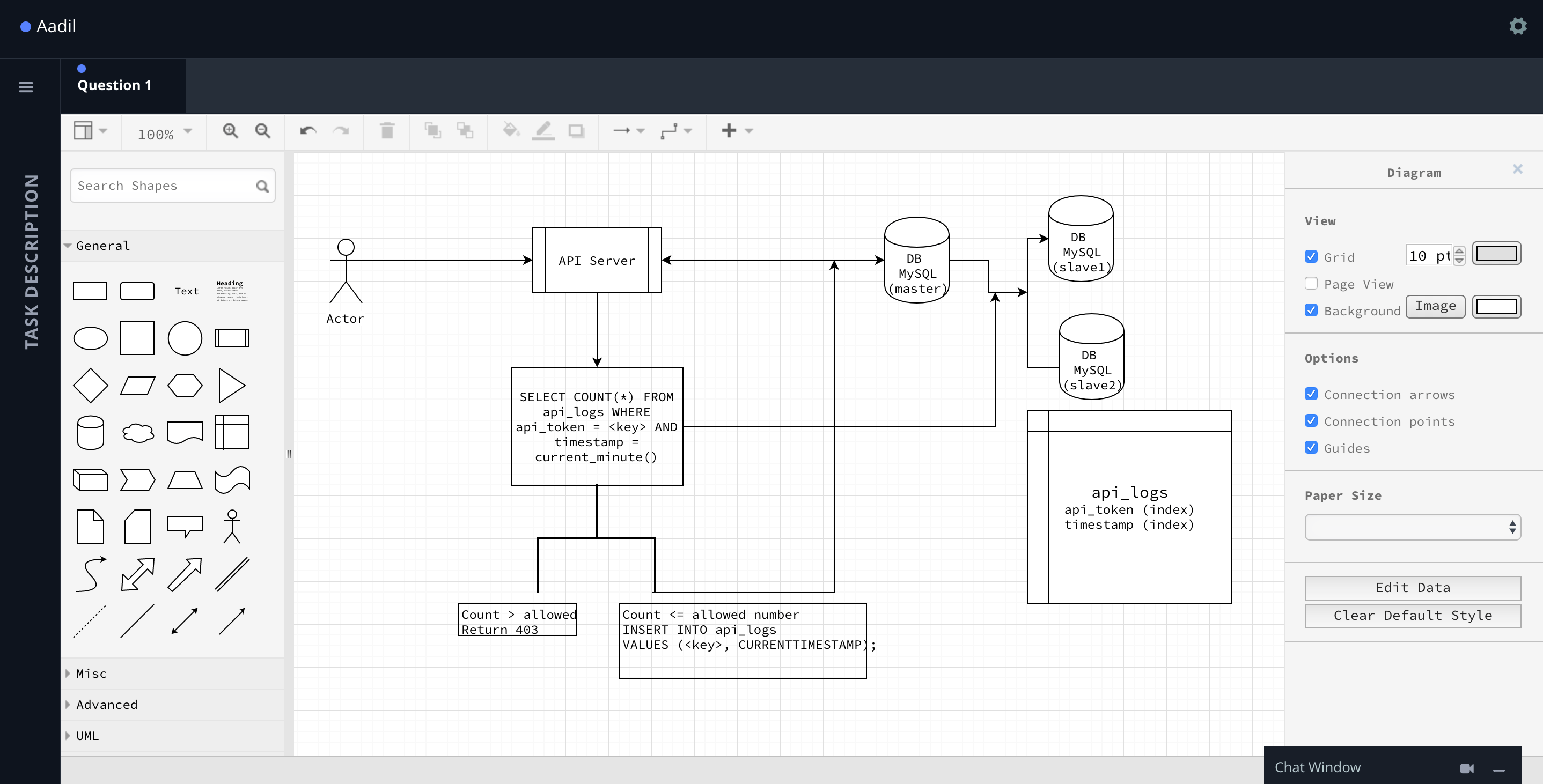 CodePair's virtual whiteboard interface