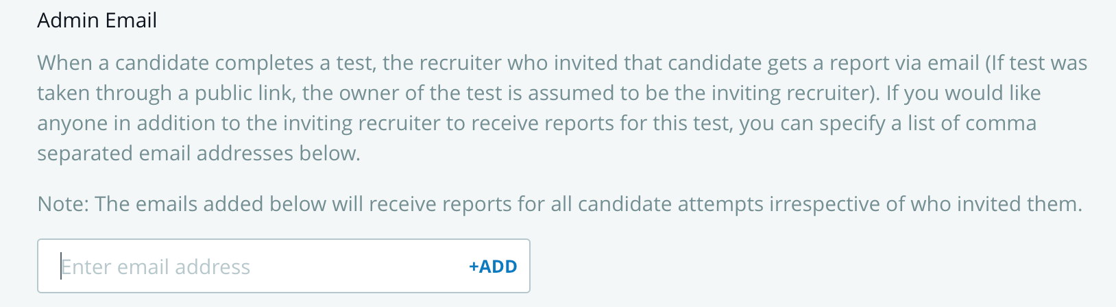 HackerRank admin email screenshot