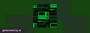 Abstract, futuristic image of a computer generated by AI
