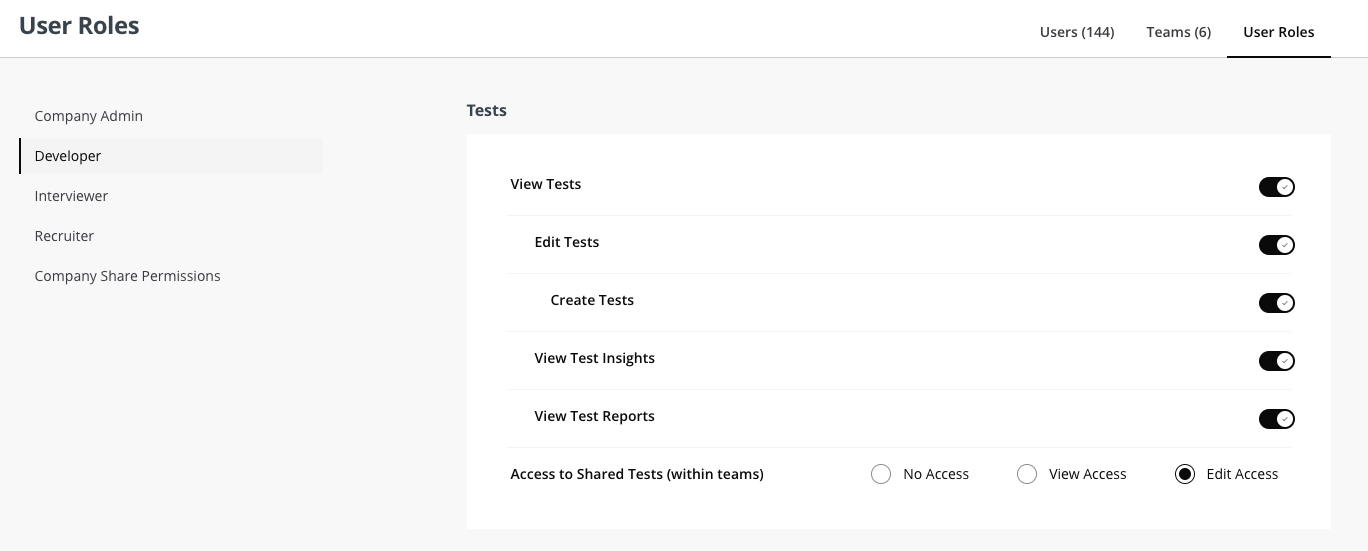 Flexible User Roles - Test capabilities for developers