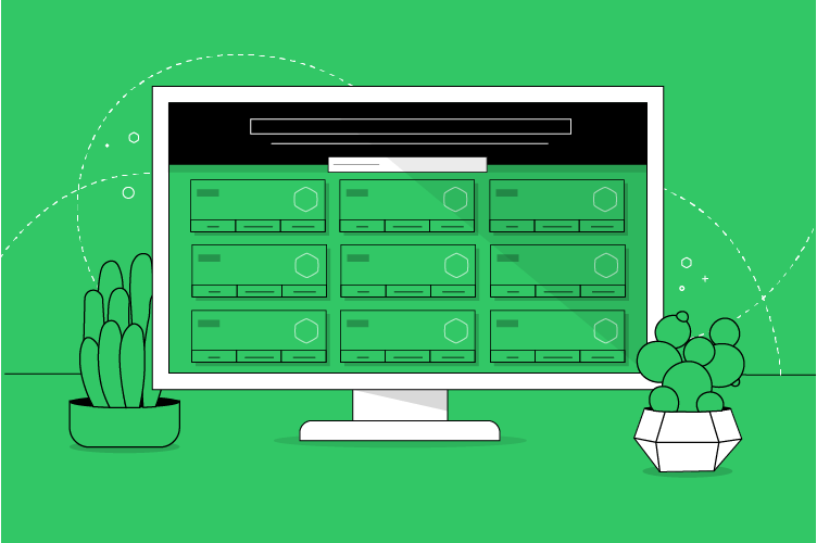 Illustration of a desktop monitor, showing hackerrank skills directory