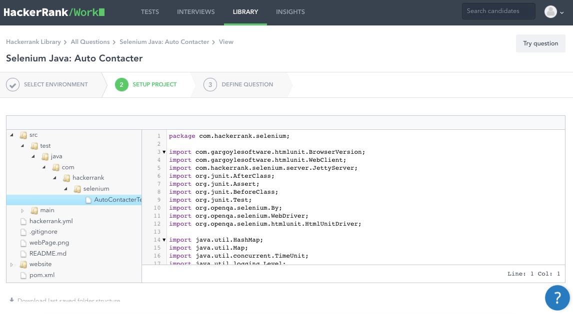 Setup Project HackerRank screenshot